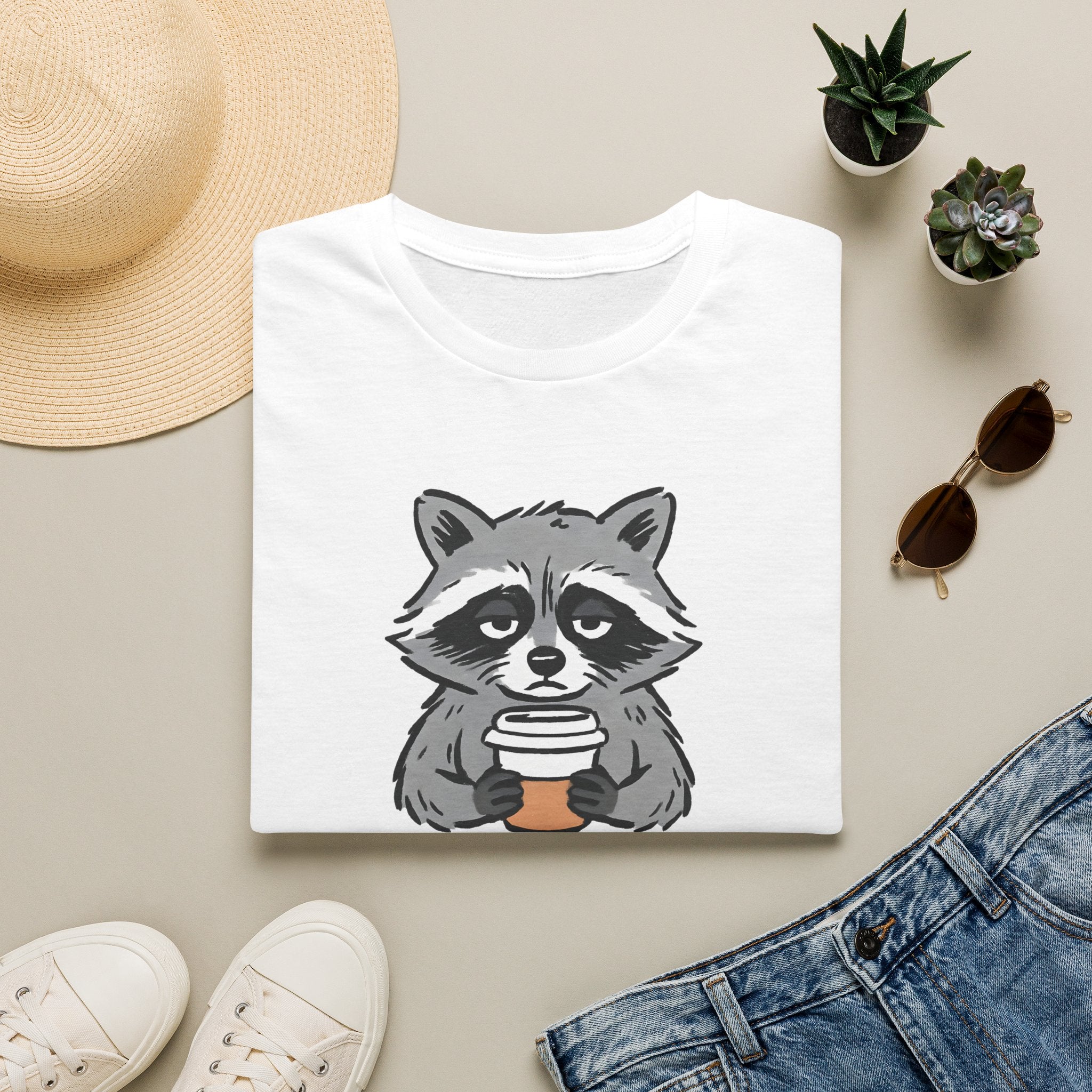 Raccoon Morning Coffee T-Shirt
