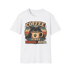 Coffee Cat T-Shirt — "Coffee First, Humans... Maybe" Retro Cat Lover Tee