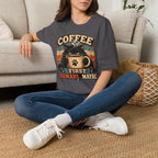 Coffee Cat T-Shirt — "Coffee First, Humans... Maybe" Retro Cat Lover Tee