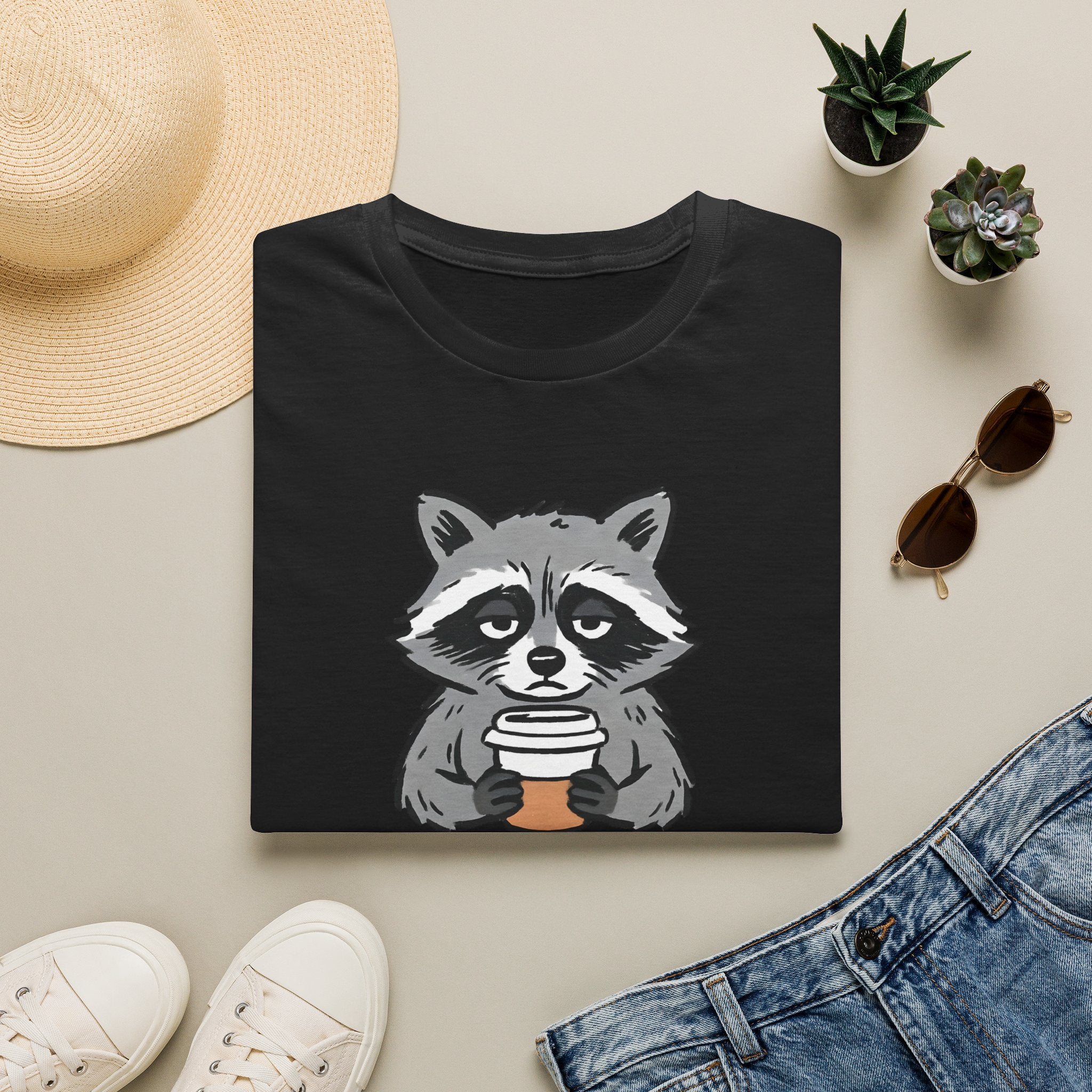 Raccoon Morning Coffee T-Shirt